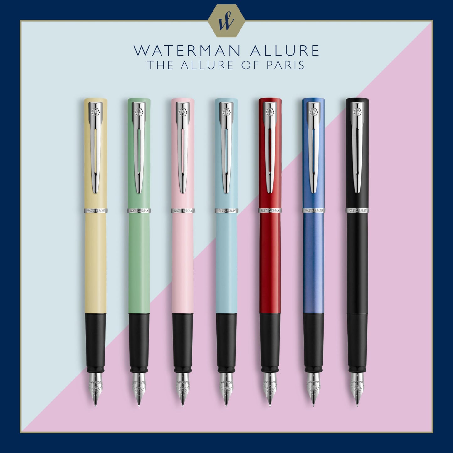 Waterman Allure Fountain Pen | Black Lacquer | Fine Nib | Blue Ink
