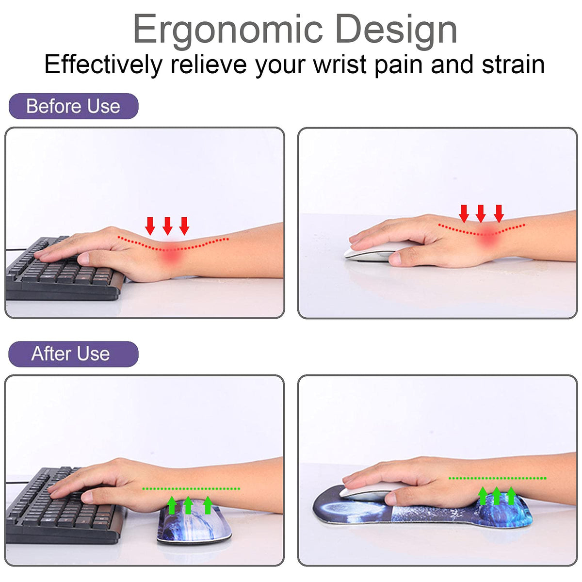 Wiabsi Mouse Pad and Keyboard Wrist Rest Support,Ergonomic Mouse Pad Set
