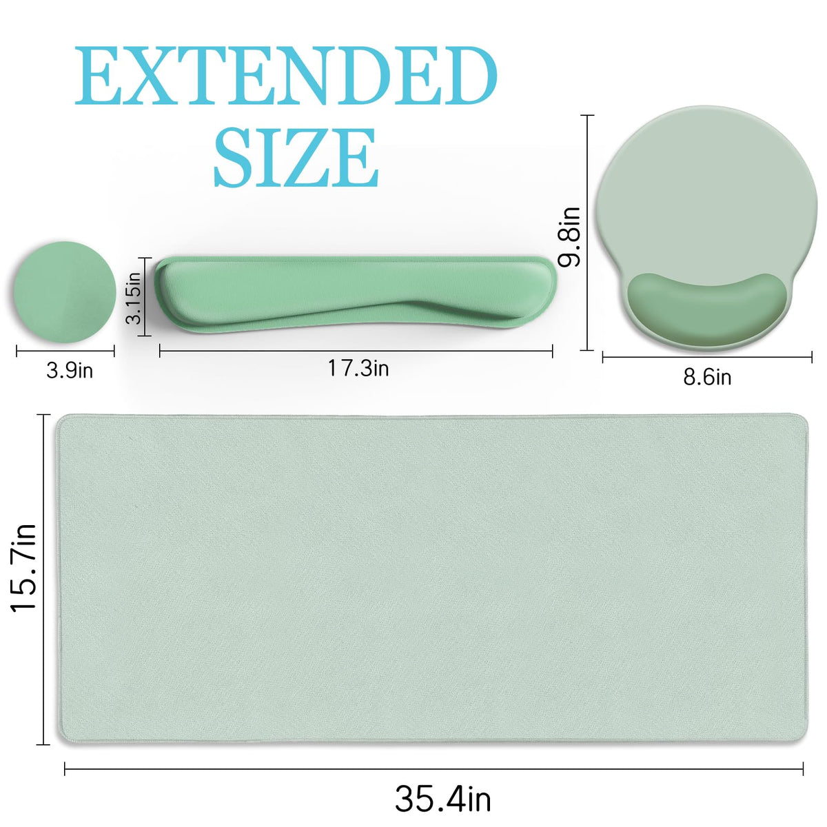 LIMKRIAN Sage Green Mouse Pad Set, XXL Desk Matt for Desktop Decor