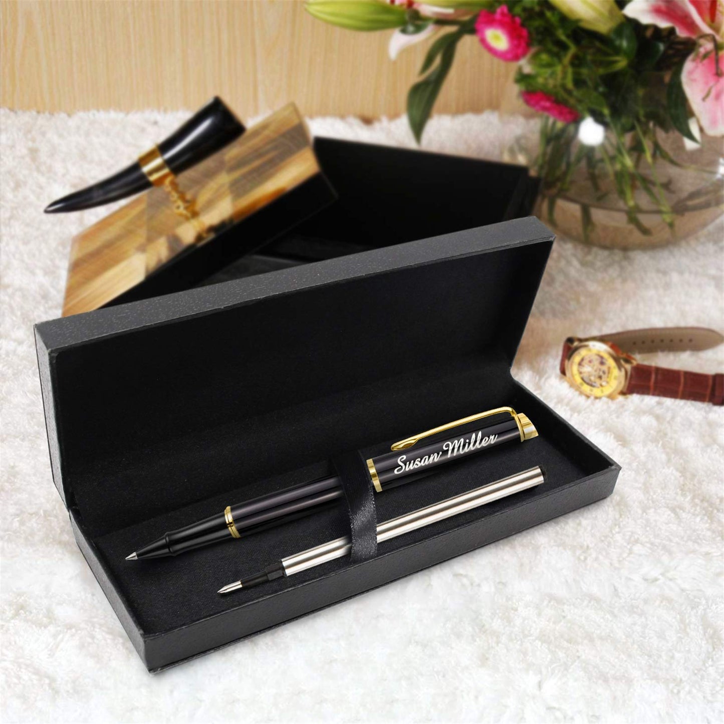 ABIsedrin Personalized Pens, Engraved Pen for Men, Custom Gel Ink Rollerball Pens,writing pen Gift