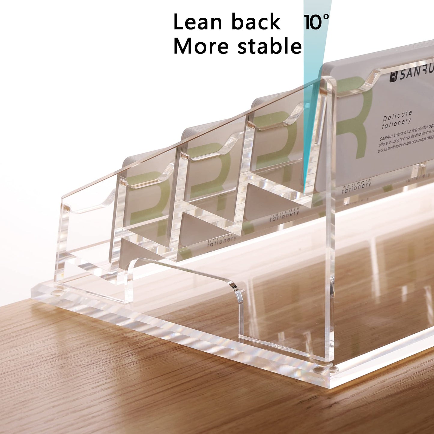 YUXUN Acrylic Business Card Holder for Desk-4 Tiers 16 Slots, Business Card Holder Case, Clear
