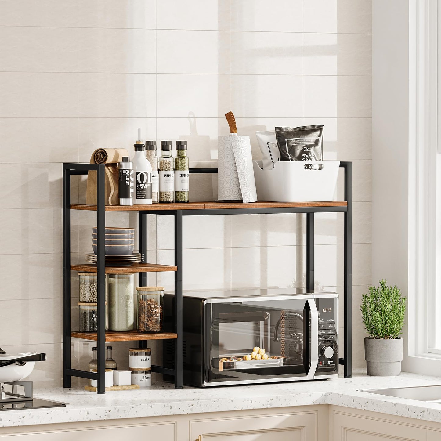 Snughome Desk Shelf, 38.6" Desktop Organizer Shelf, Desk Hutch for Computer Monitor, 4 Tier Desk