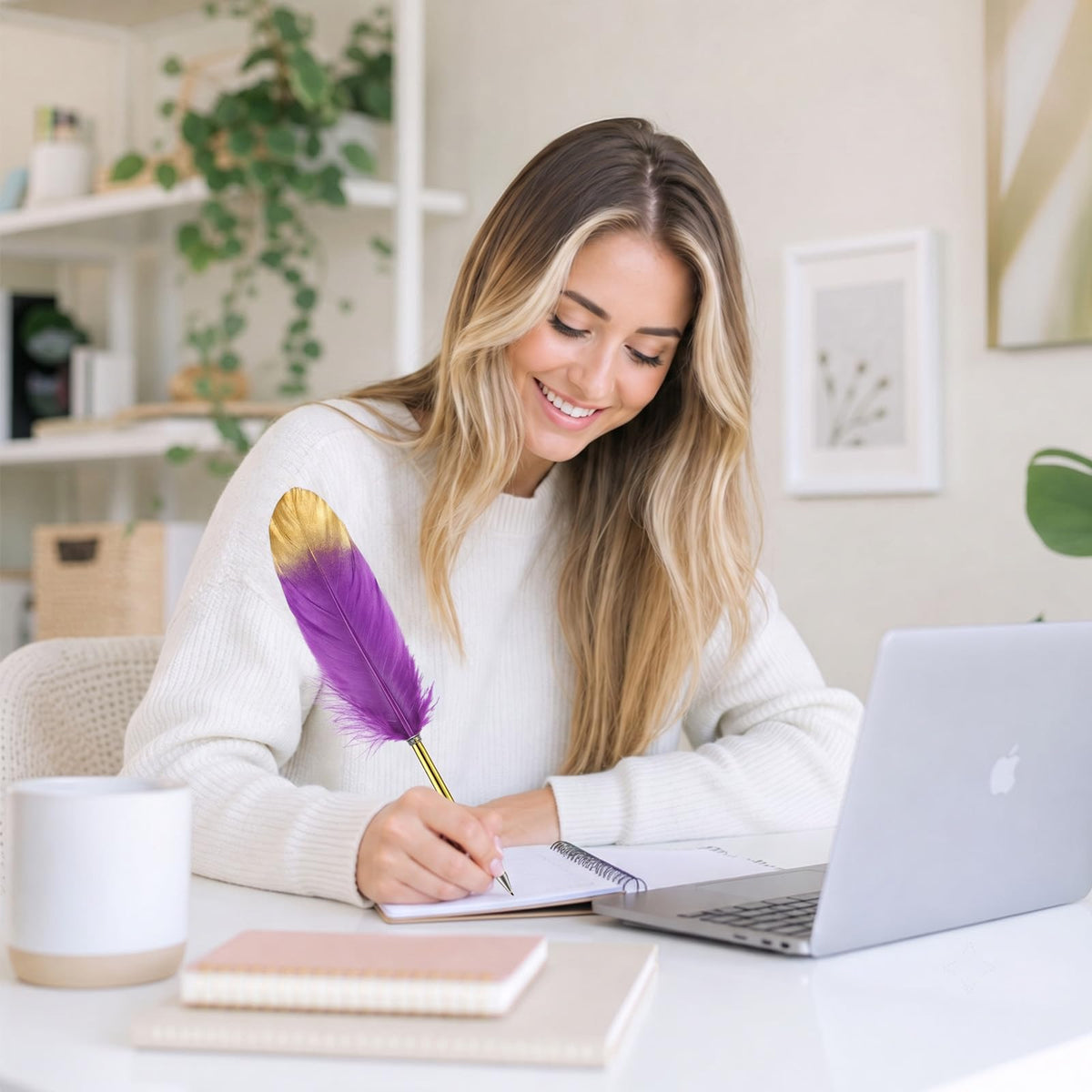 Chivao Feather Pens, Multi Colors, 100 Pcs