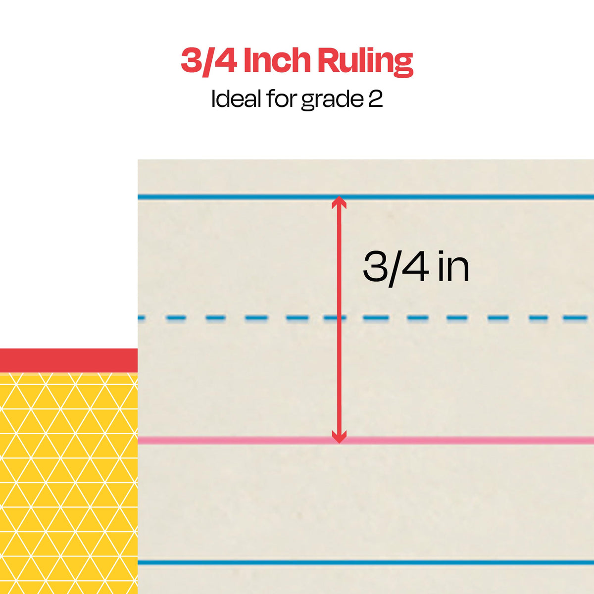School Smart Zaner-Bloser Writing Paper, Handwriting Practice Lined Paper, Grade 2 Learning, 3/4