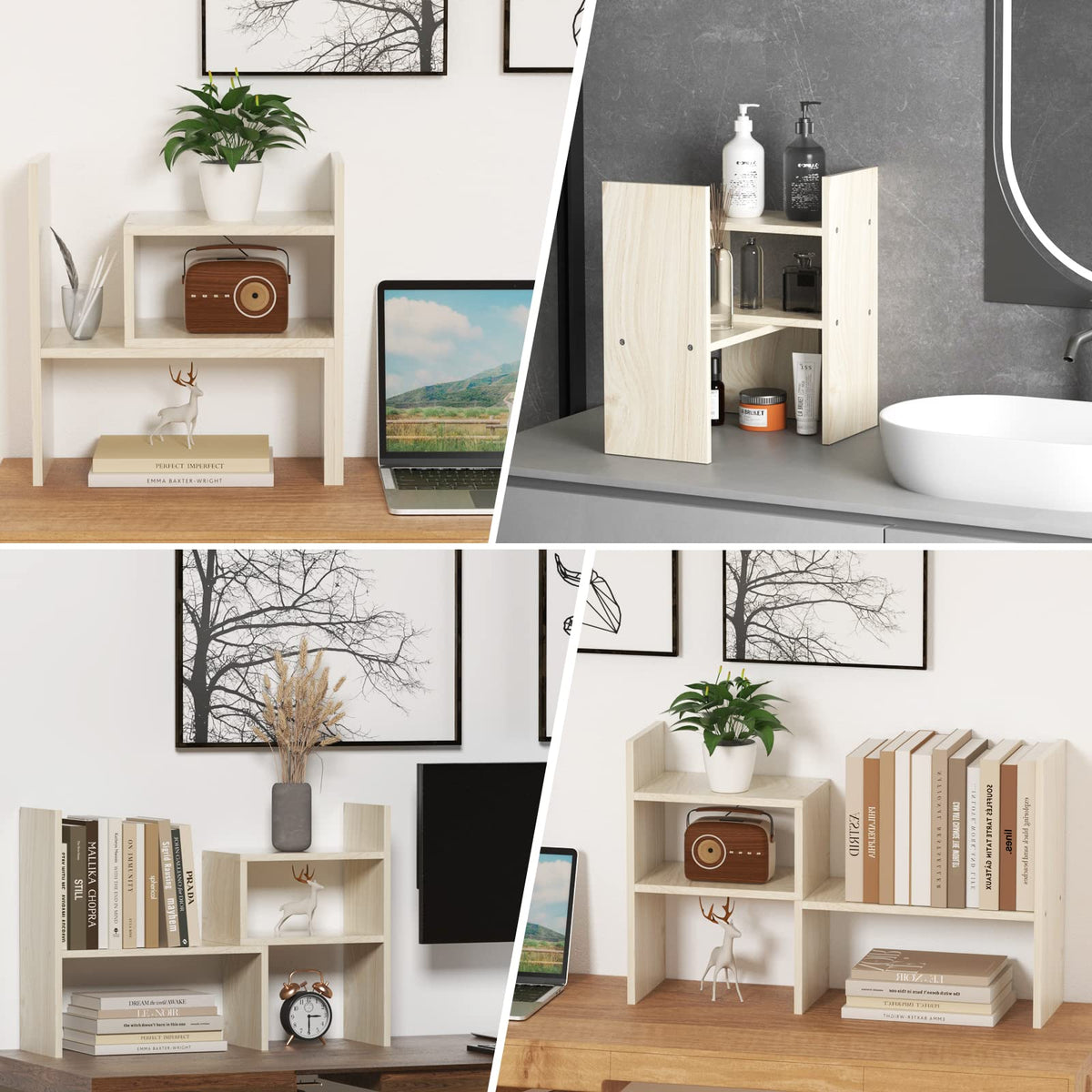 TY ARTS & CULTURE - Expandable Wood Desktop Storage Organizer Multipurpose Desk Bookshelf Display