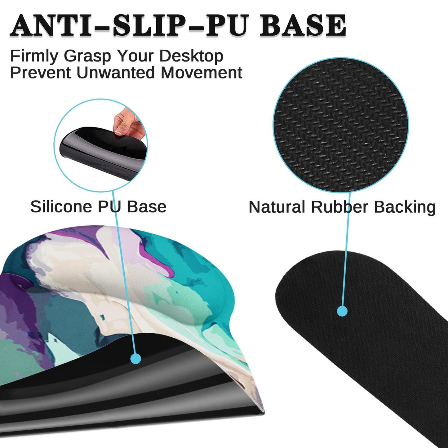 Britimes Keyboard Mouse Pad Set, 4 in 1 Desk Mat Set, Marbling Liquid