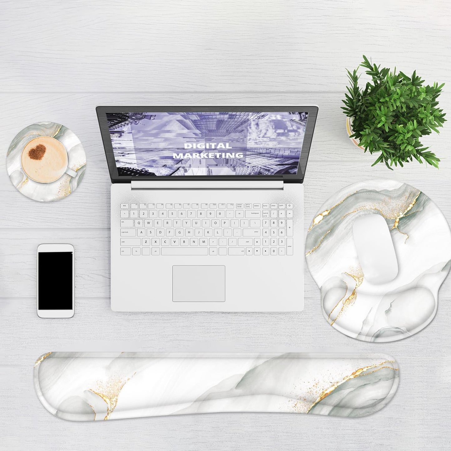 Ergonomic Mouse Pad with Wrist Rest and Keyboard Wrist Rest, Mousepad
