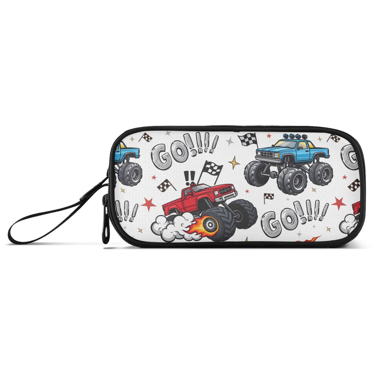 BOENLE Truck Racing Car Flag Pencil Case Box Boys Girls Large Pencil Pouch Zipper Compartments Big