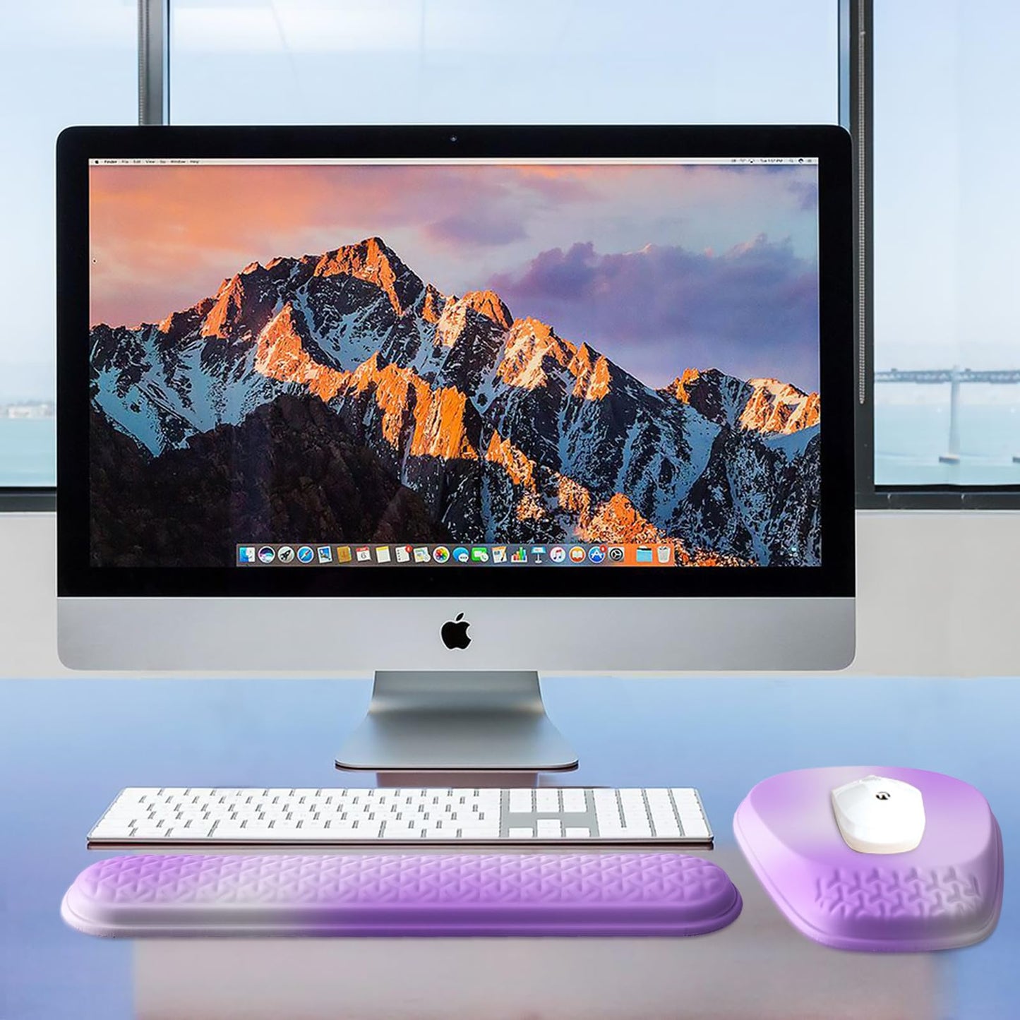 Laokiiy Mouse Pad with Wrist Rest, Comfortable Memory Foam Wrist Rest for Computer Keyboard