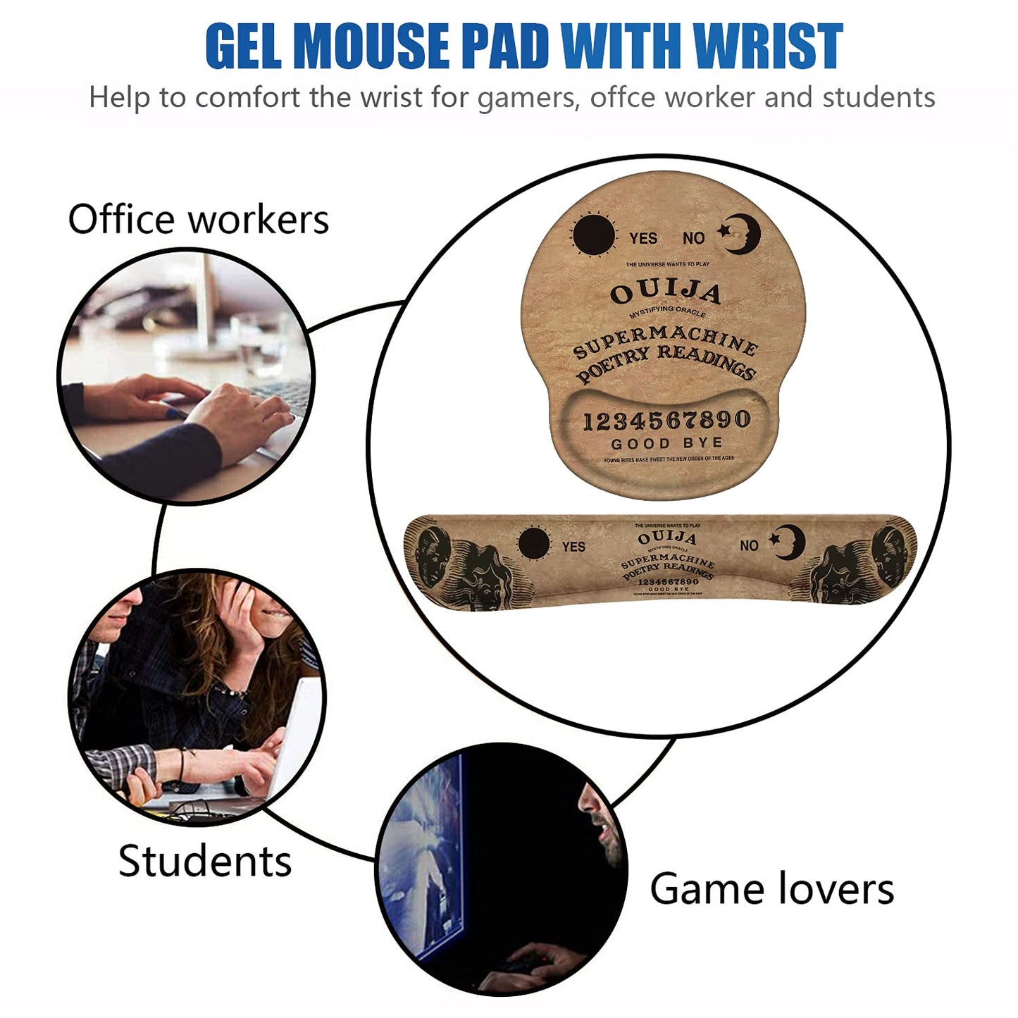 LOWORO Keyboard Wrist Rest and Mouse Pad Wrist Support Set with Coasters, Non-Slip PU Base