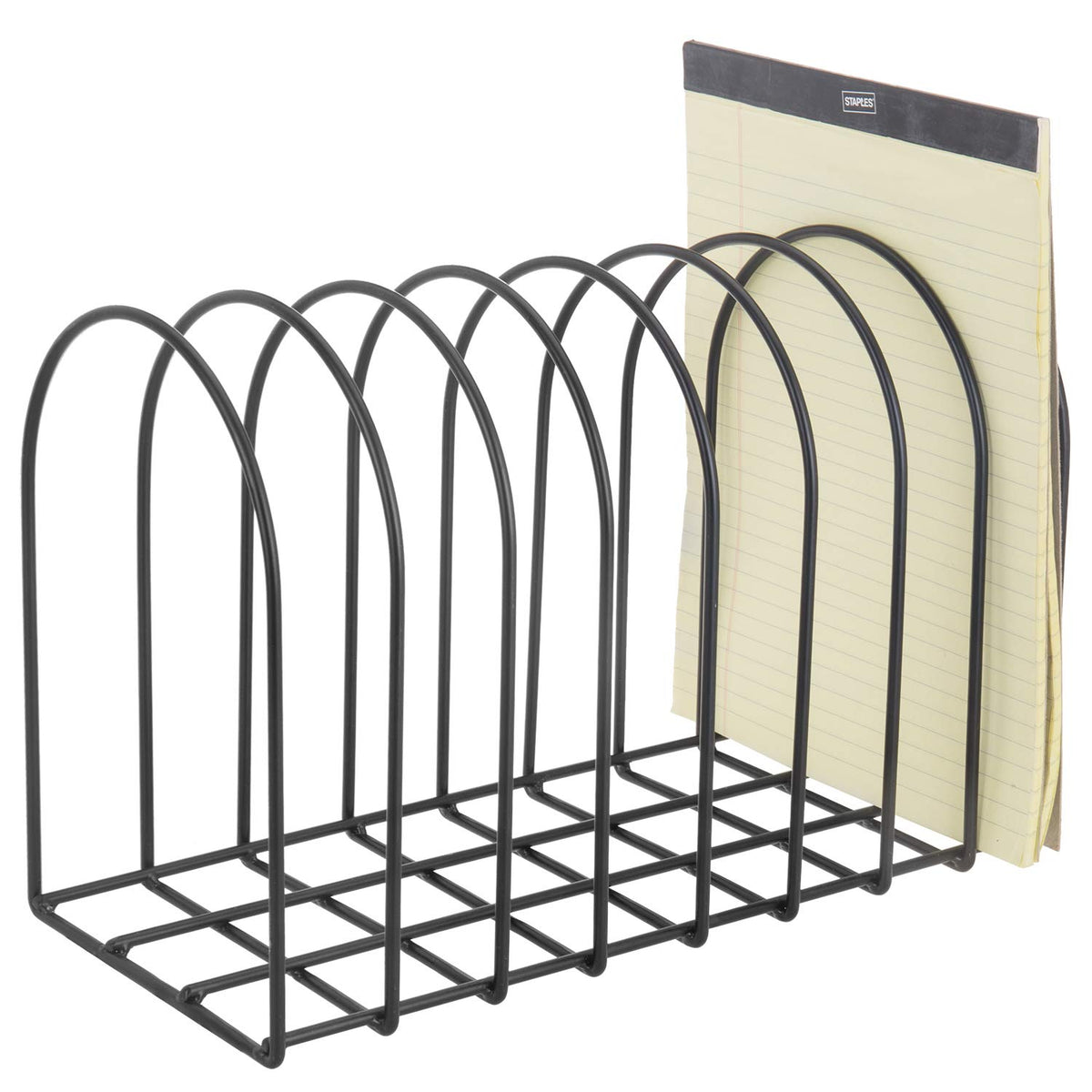 MyGift Large Desktop Document Holder, Black Metal Wire File Folder Organizer Rack with 8-Slots and