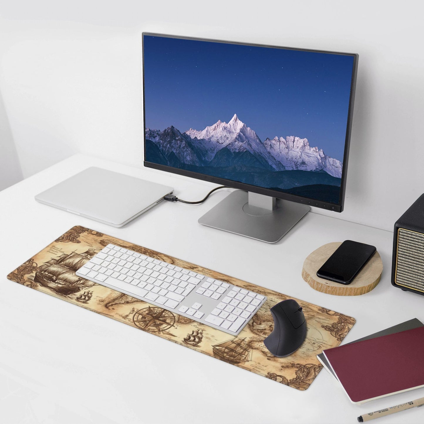 Nautical Compass Mouse Pad Extended Large Gaming Mouse Pad XL Stitched Edges for Gamer Home Office
