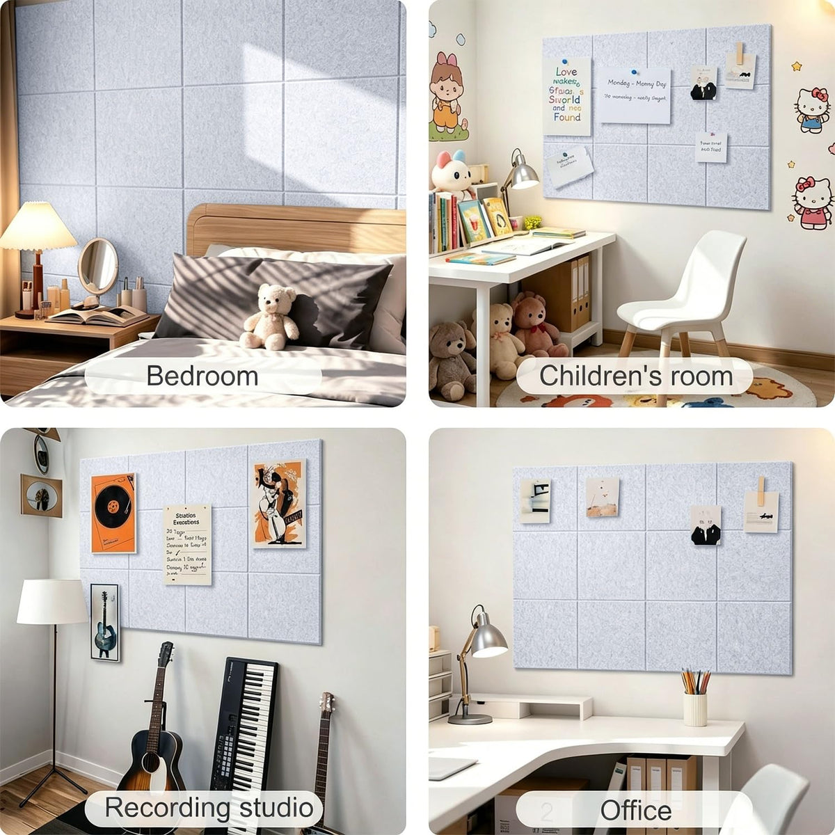 G Gamit Felt Wall Tiles Bulletin Board Large Cork Board Alternative 6 Pack 11.81”x11.81”x0.47” Felt