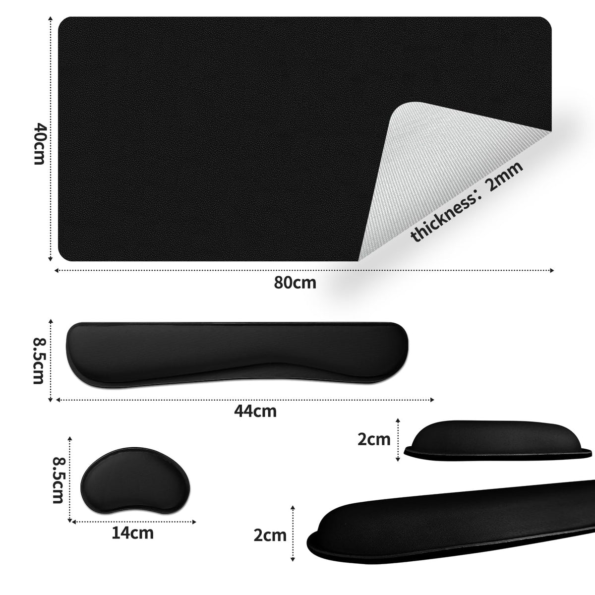 Meetcolor Desk Mat Set,3-in-1 Mouse Pad with Wrist Rest and Keyboard Pad