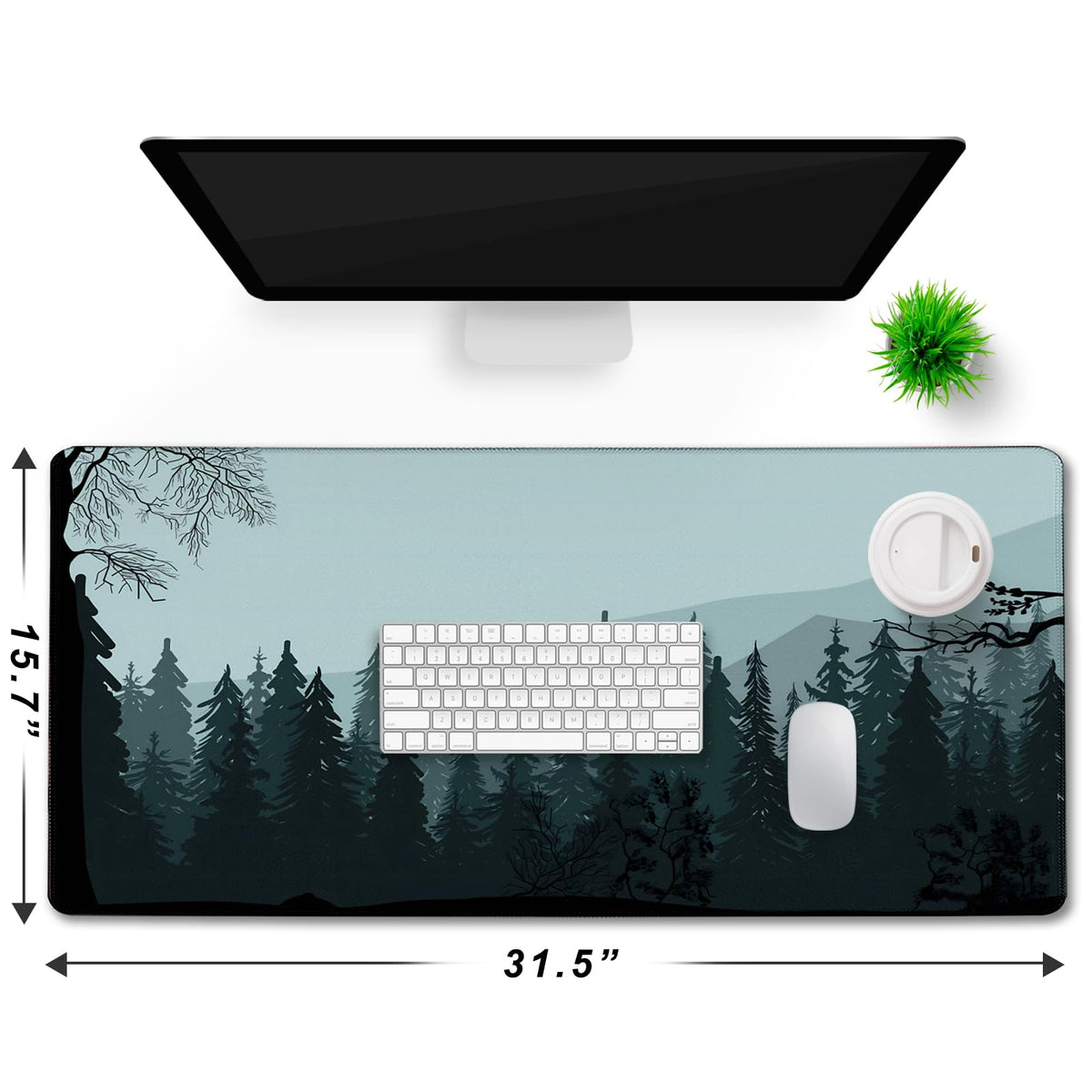 Mouse Pad Forest Background Pattern, Large Mouse Pad for Gamer, 31.5"X15.7" Gaming Mousepad with