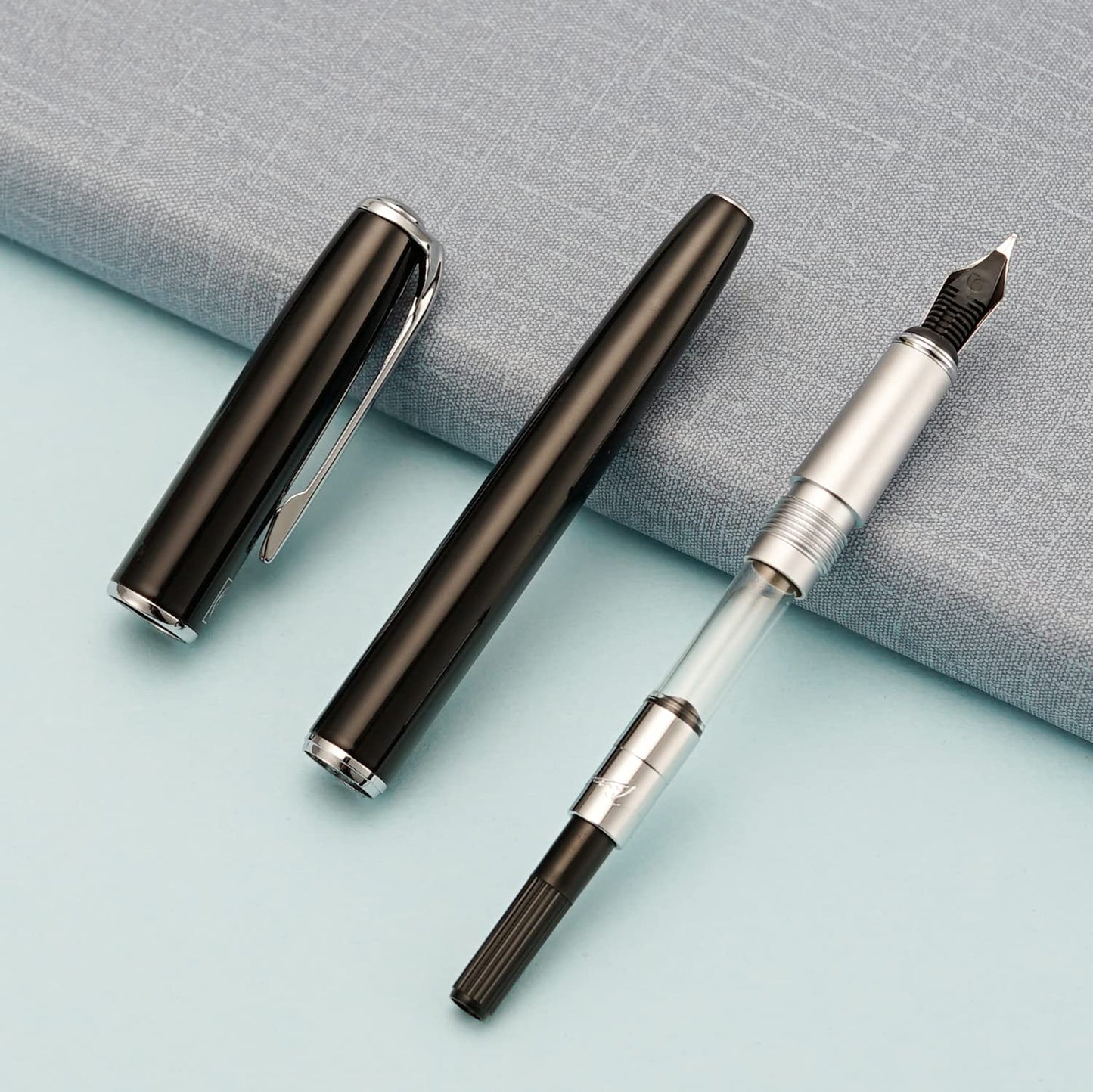 erofa Picasso 916 Black Fountain Pen with Gift Box Writing Pen Set Medium Nib 0.7mm for Office