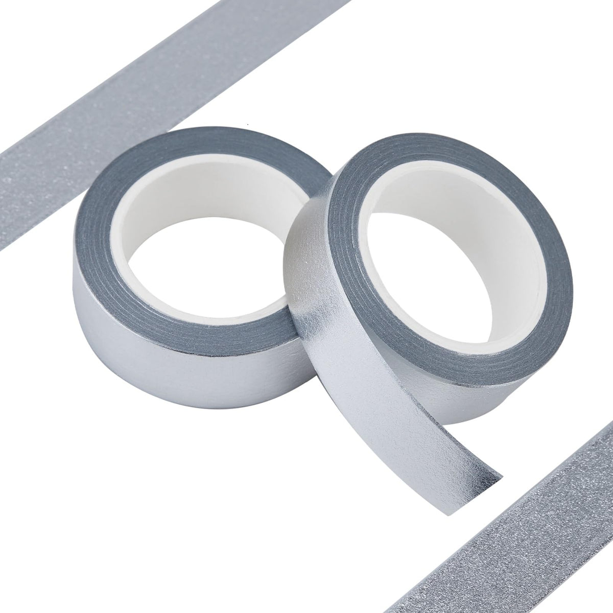 Qyueyue Silver Foil Washi Tape - 2 Rolls Low Tack Self Adhesive Decorative Metallic Foil Masking