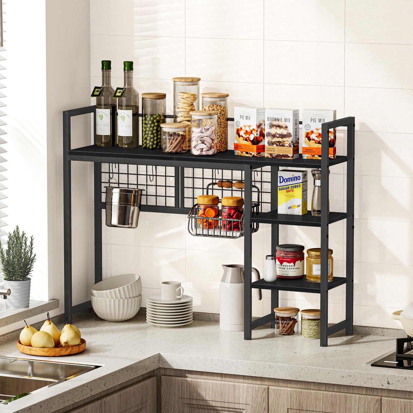 Snughome Desk Shelf, 38.6" Desktop Organizer Shelf, Desk Hutch for Computer Monitor, 4 Tier Desk