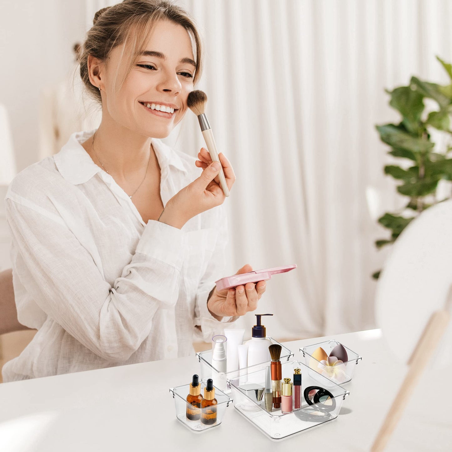 Ravinte 6 Pack Drawer Organizer, 3" x 6" Plastic Storage Bins