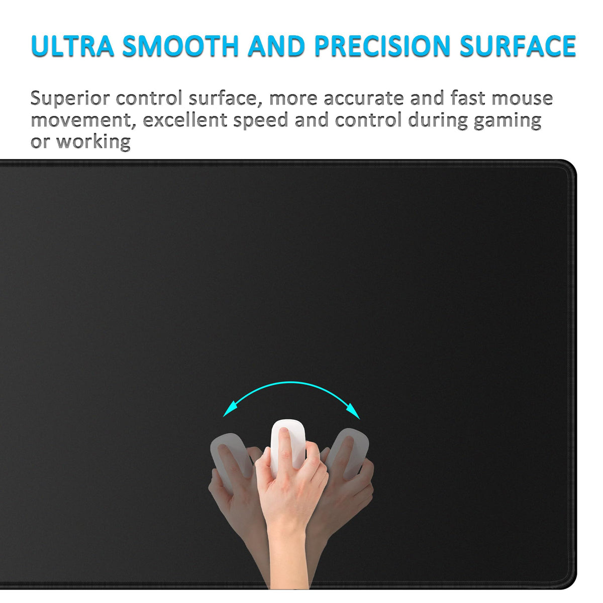 LL-COEUR Black Large Waterproof Mouse Mat 47.2x23.6x0.12inch, Long PC Keyboard Pad Extended Office