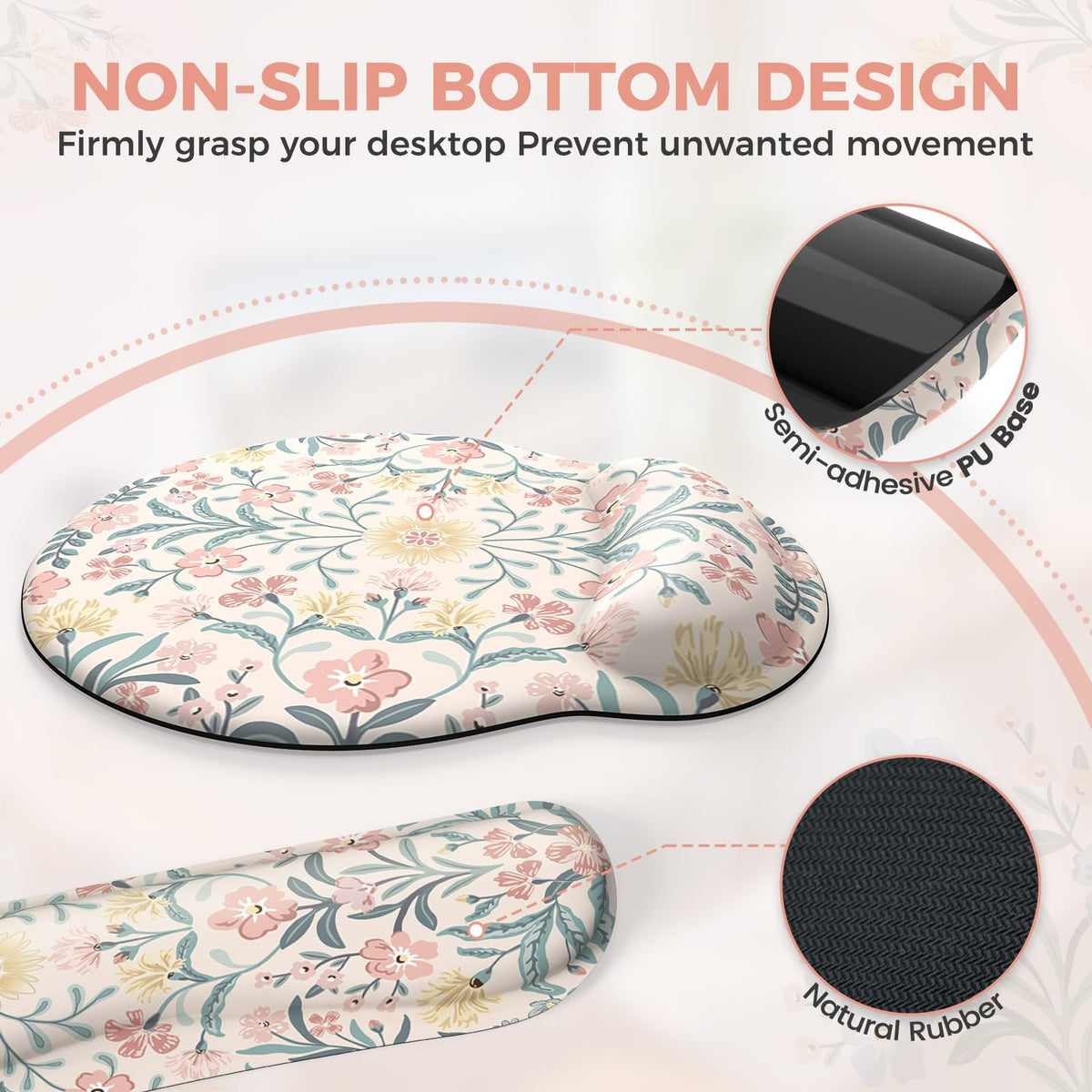 iCasso Desk Pad Mat, Large Mouse Pad and Keyboard Wrist Rest Set