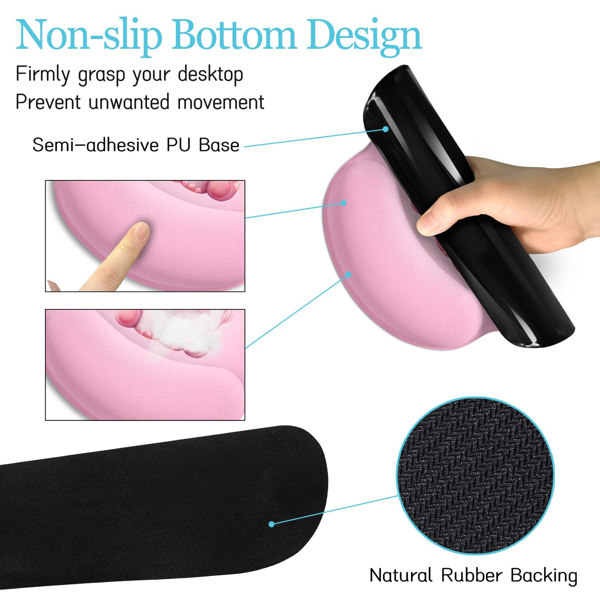 LIMKRIAN Elephant Mouse Pad Large Desk Mat Set, Kawaii Pink Desk Decor