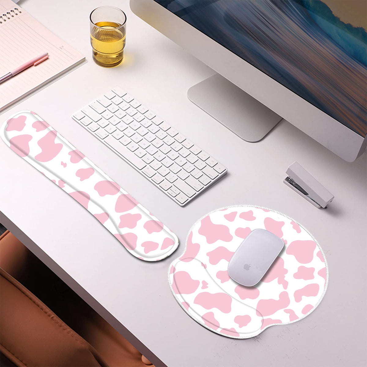 Deokke 2Pcs Keyboard Wrist Rest Pad and Mouse Wrist Rest Support Mouse Pad Set,Ergonomic