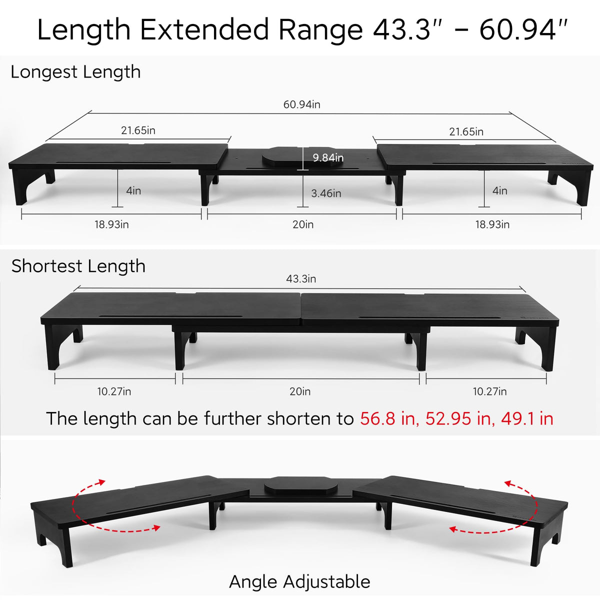 Nnewvante Bamboo Monitor Stand Riser, 60 inch Upgrade Height Large TV Riser