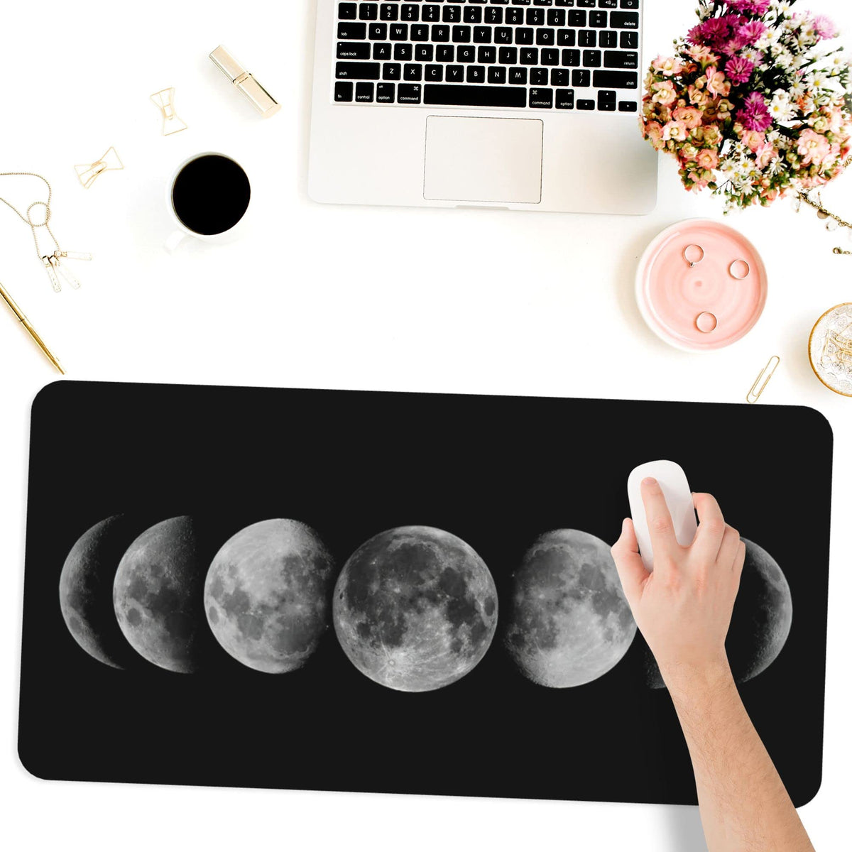 Desk Mat,Celestial Moon Phases Extended Gaming Mouse Pad for Office Work & Game,Computer Keyboard