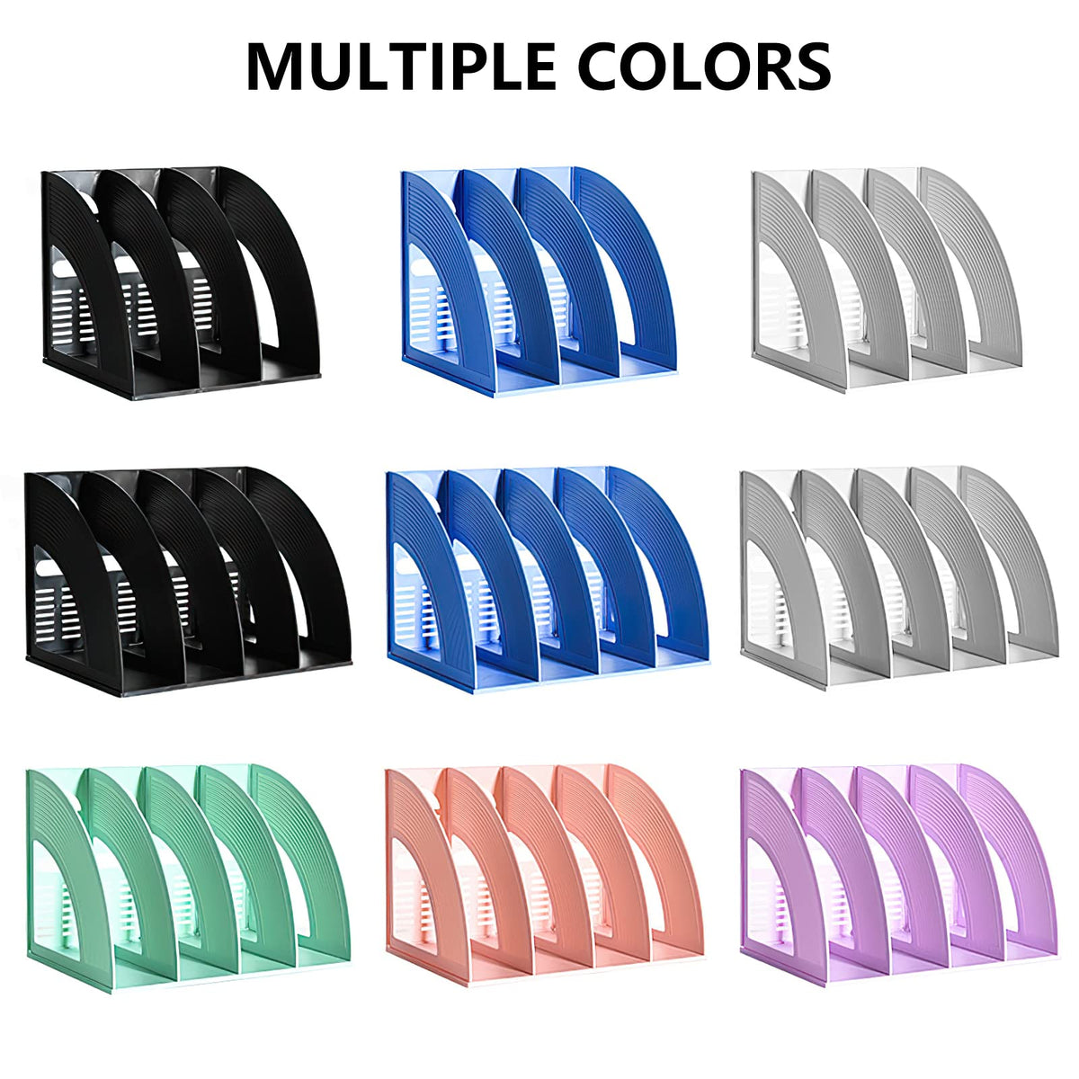 Elezeal A4 File Holder Magazine File Folder Desk Organizer, 3 Vertical Compartments Bookshelf
