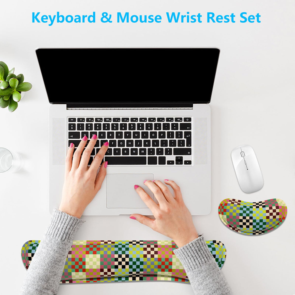 Dapesuom Enlarge Keyboard Wrist Rest, Memory Foam Wrist Cushion for Support, Cute Typing Pain