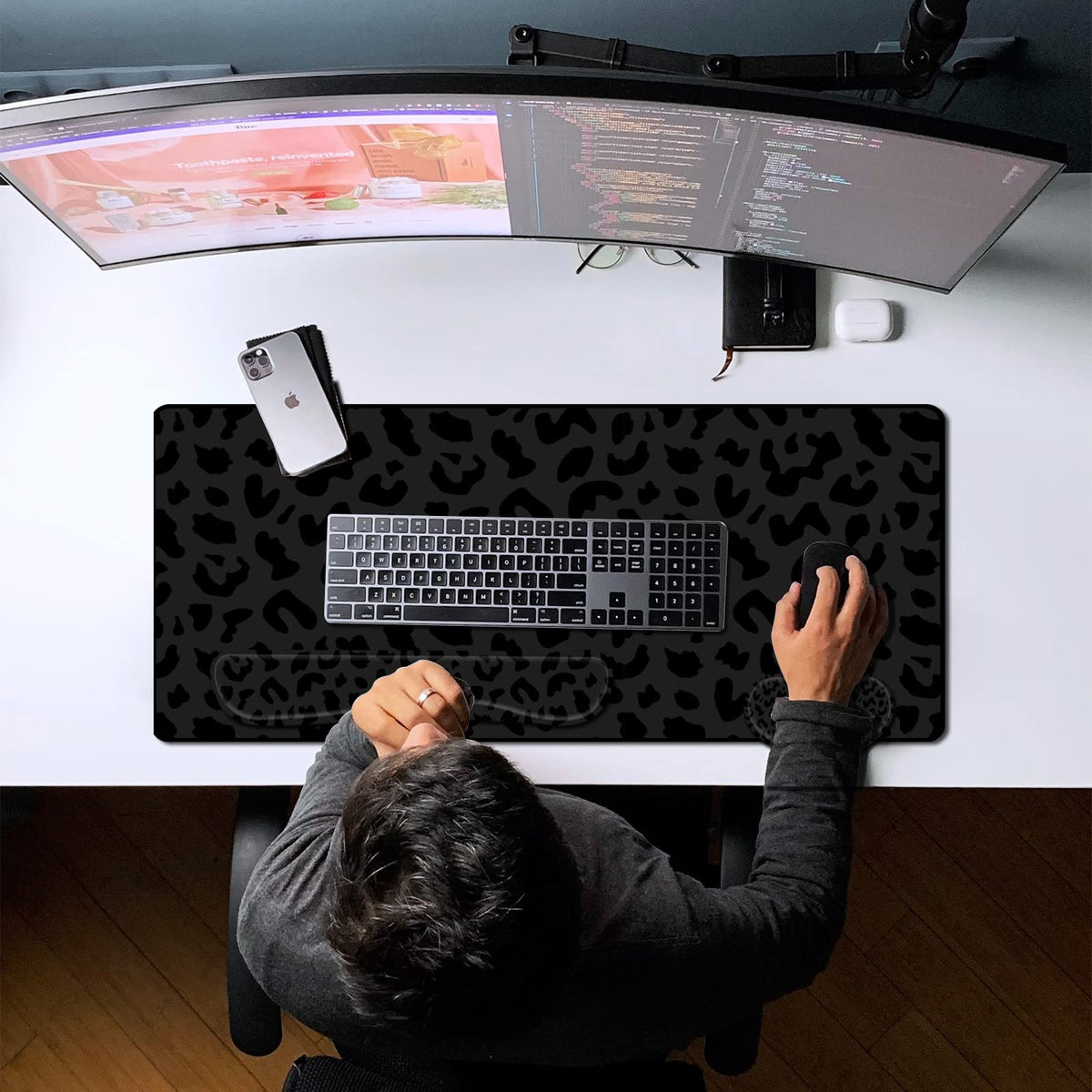 Deokke 3Pcs Large Gaming Mouse Pad Desk Mat,Keyboard Mouse Wrist Rest Support Set,Extended Laptop