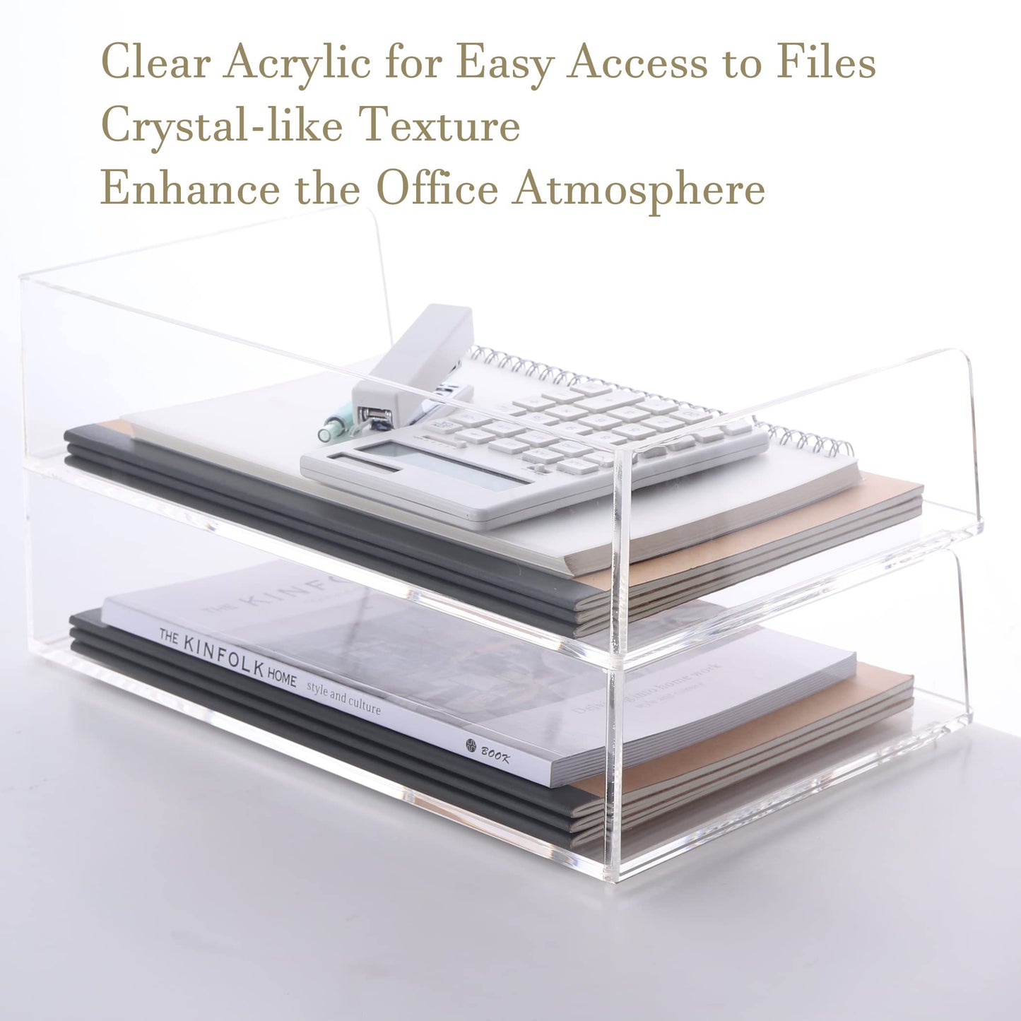 HeZone Acrylic Paper Tray Desk Organizers and Office Suplies Document Storage Enlarged Letter Tray