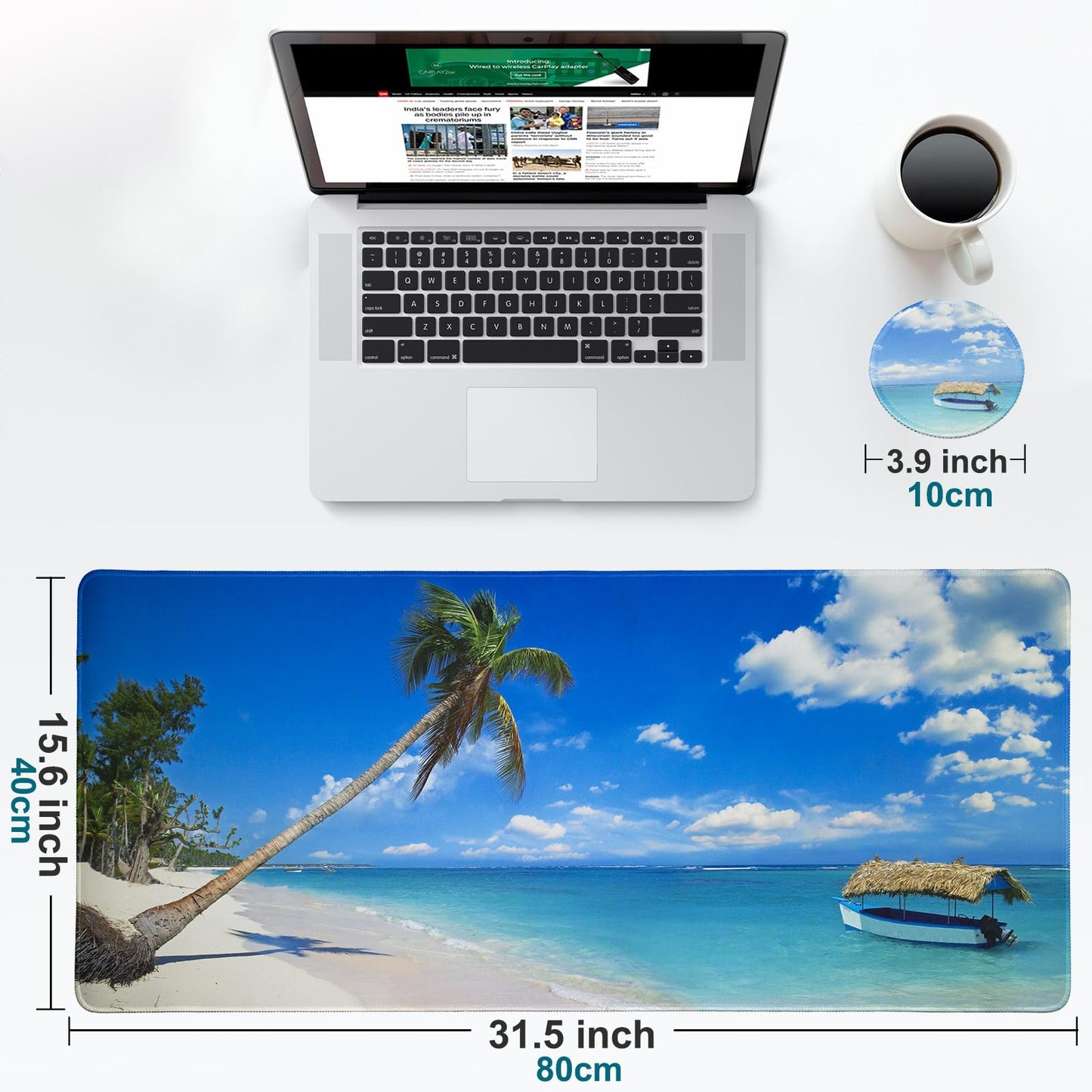 Large Gaming Mouse Pad with Coaster,Desk Matt for Desktop,Desk Mat-Sea