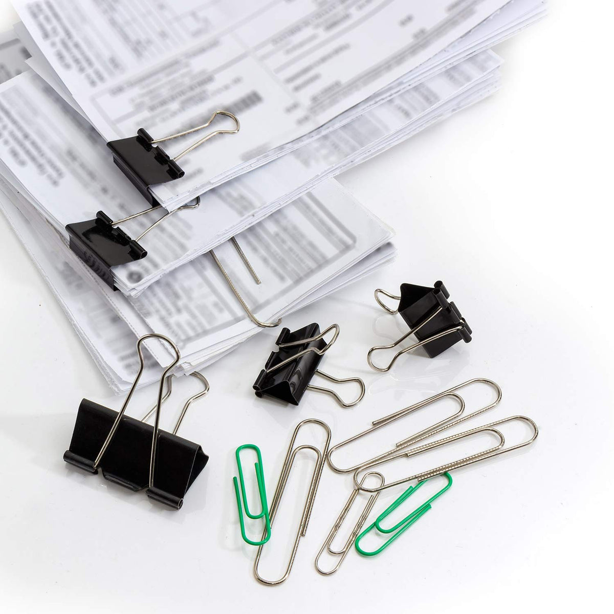 TecUnite 150 Pcs Black Binder Clips Assorted Sizes