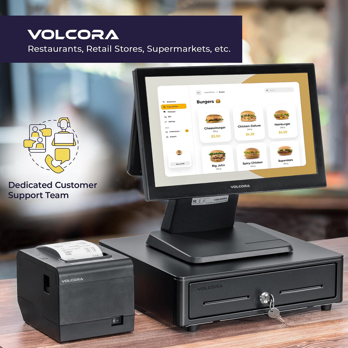 Volcora Cash Register Drawer for (POS) Point of Sale System with Round Corner 13", Removable Coin