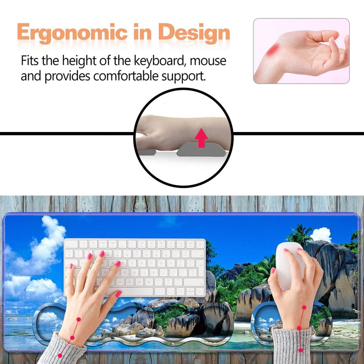 Ergonomic Keyboard Wrist Rest & Mouse Pad Wrist Rest Set, Large XXL Gaming Desk Mat 31.5"x