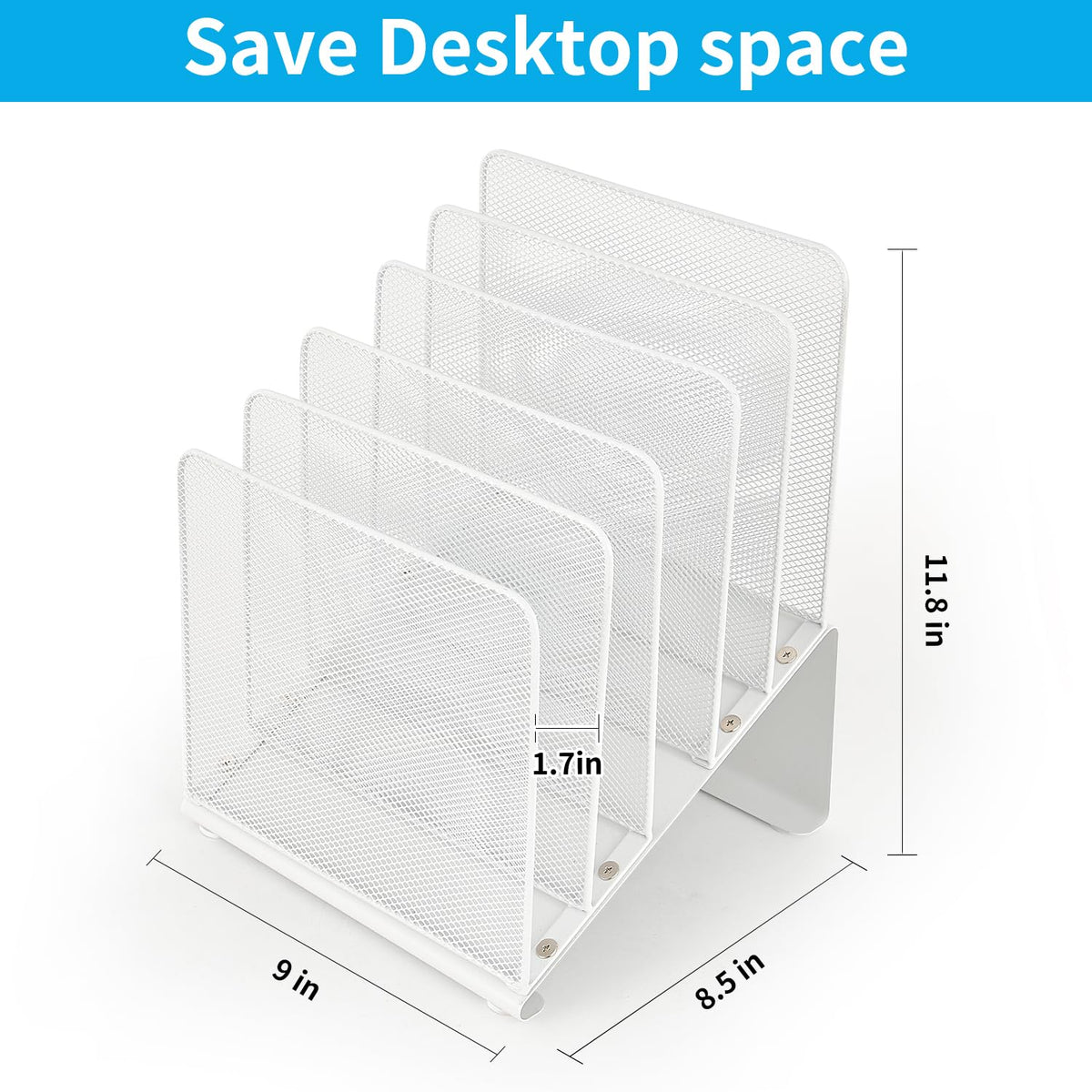 LEKETREE File Organizer for Desk, Desk Organizer with 5-Section Vertical File Rack, File Folder