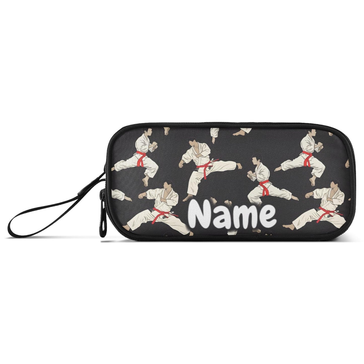 BOENLE Custom Karate Black Background Pencil Case Box Boys Girls Personalized Name Large Pencil