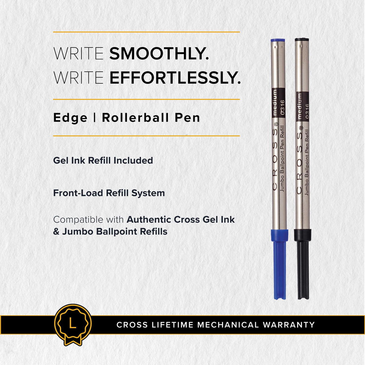 Cross Edge Formula Red Selectip Rollerball Pen, Medium Point, Black Ink