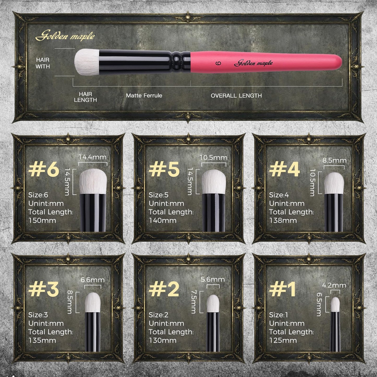 Golden Maple Dry Brush Miniature Painting Drybrush Set - 6PC Professional Modellers Miniature Paint