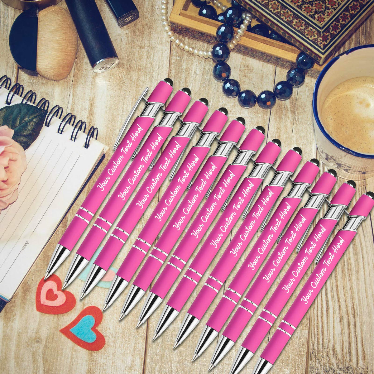Amlion Custom Pens Personalized Bulk, Customized Ballpoint Pens with Stylus Name Message Logo