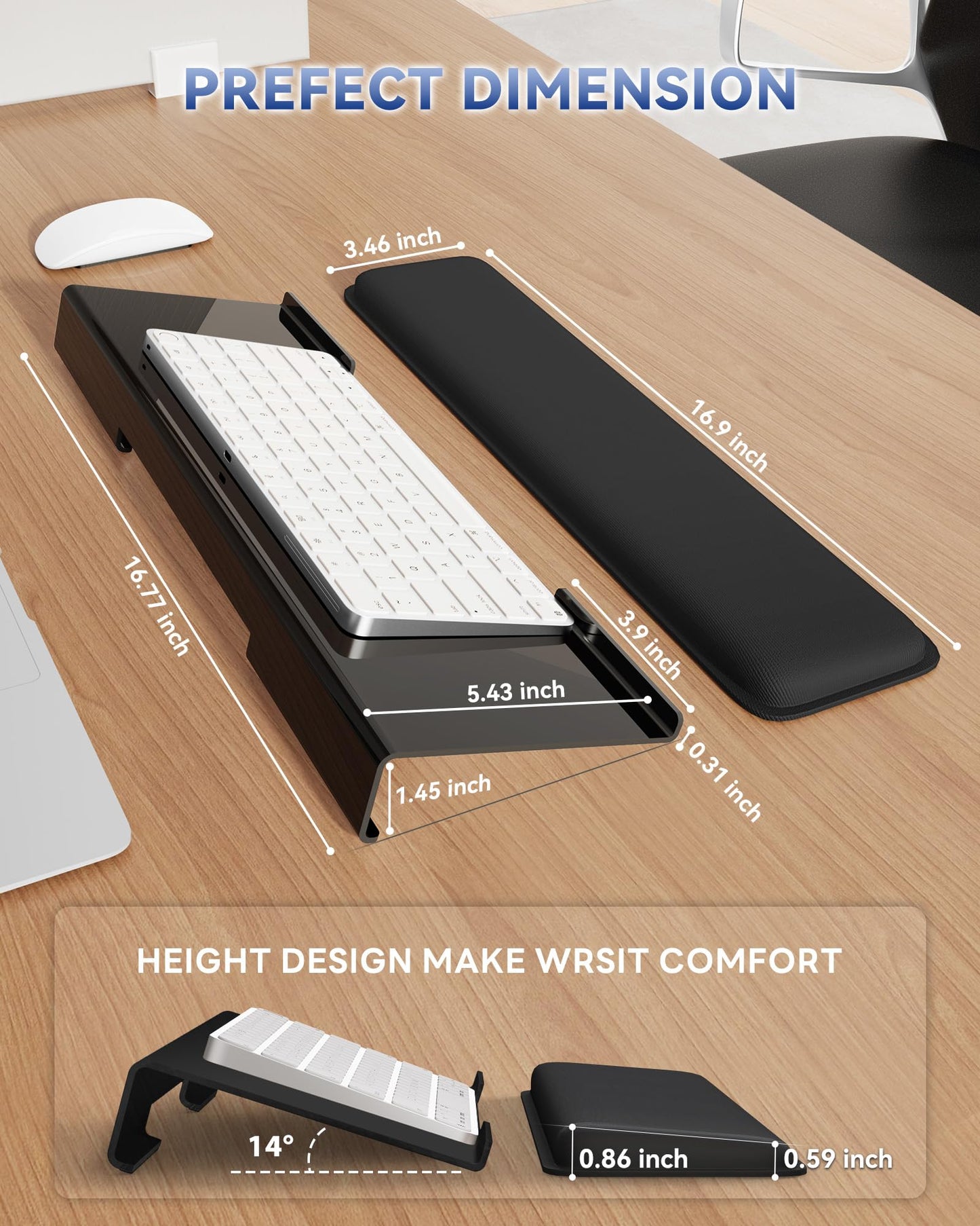 Laborio Computer Keyboard Wrist Rest, Keyboard Riser Stand for Desktop