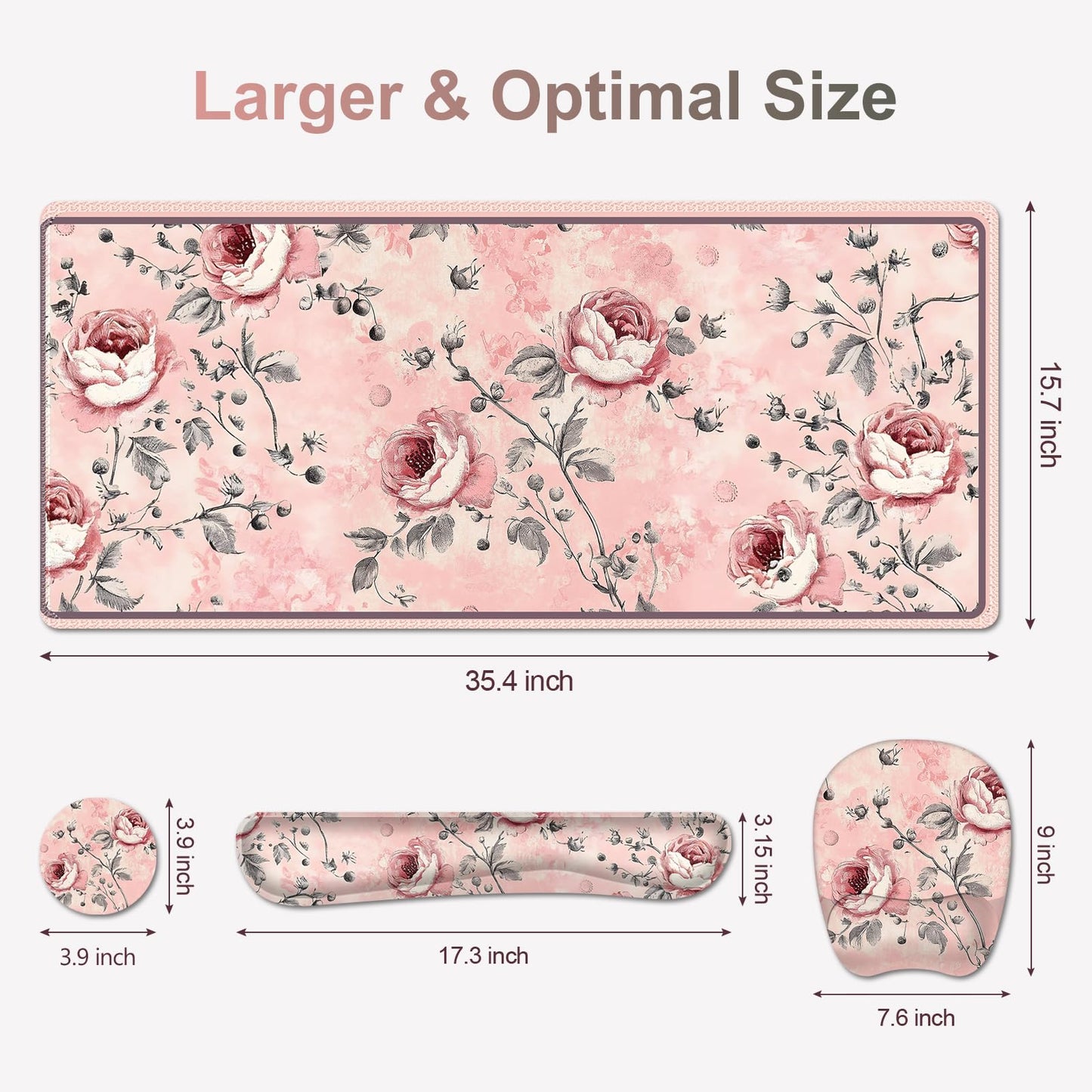 4 in 1 Large Mouse Pad, Keyboard Wrist Rest Set, Ergonomic Mouse Pad with Wrist Support, Desk Mat