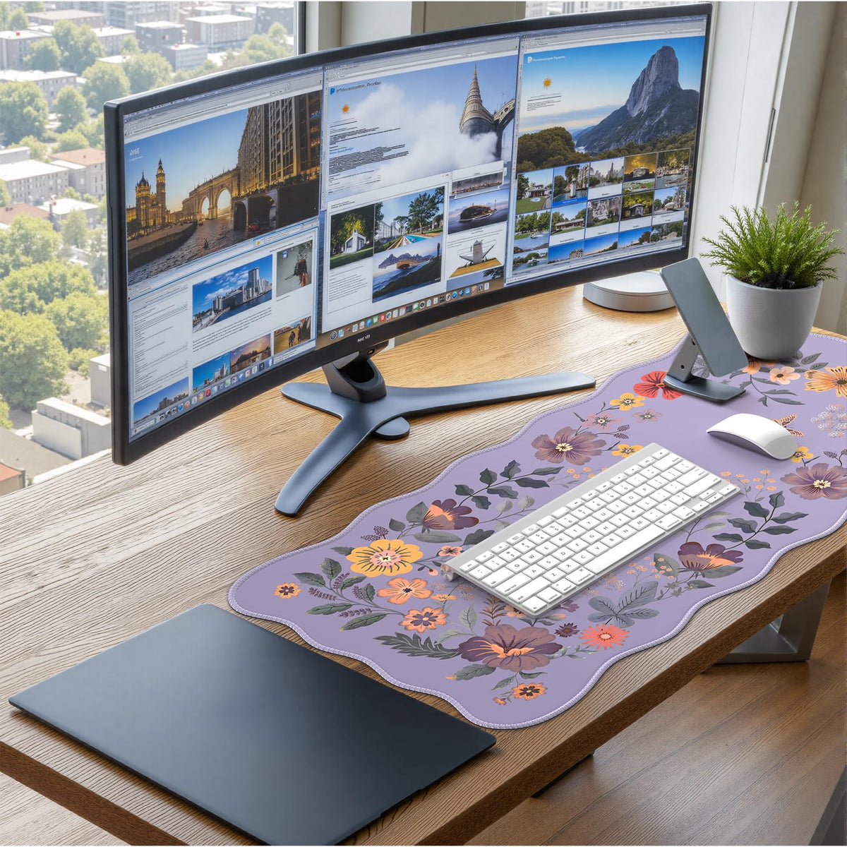 iCasso Purple Keyboard Pad 35.4"x15.7", Computer Mat for Classroom