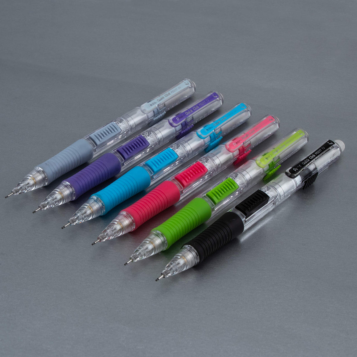 Pentel Quick Click Mechanical Pencil, (0.5mm) Fine Line, Canister, Assorted Colors (A/B/C/N/V)