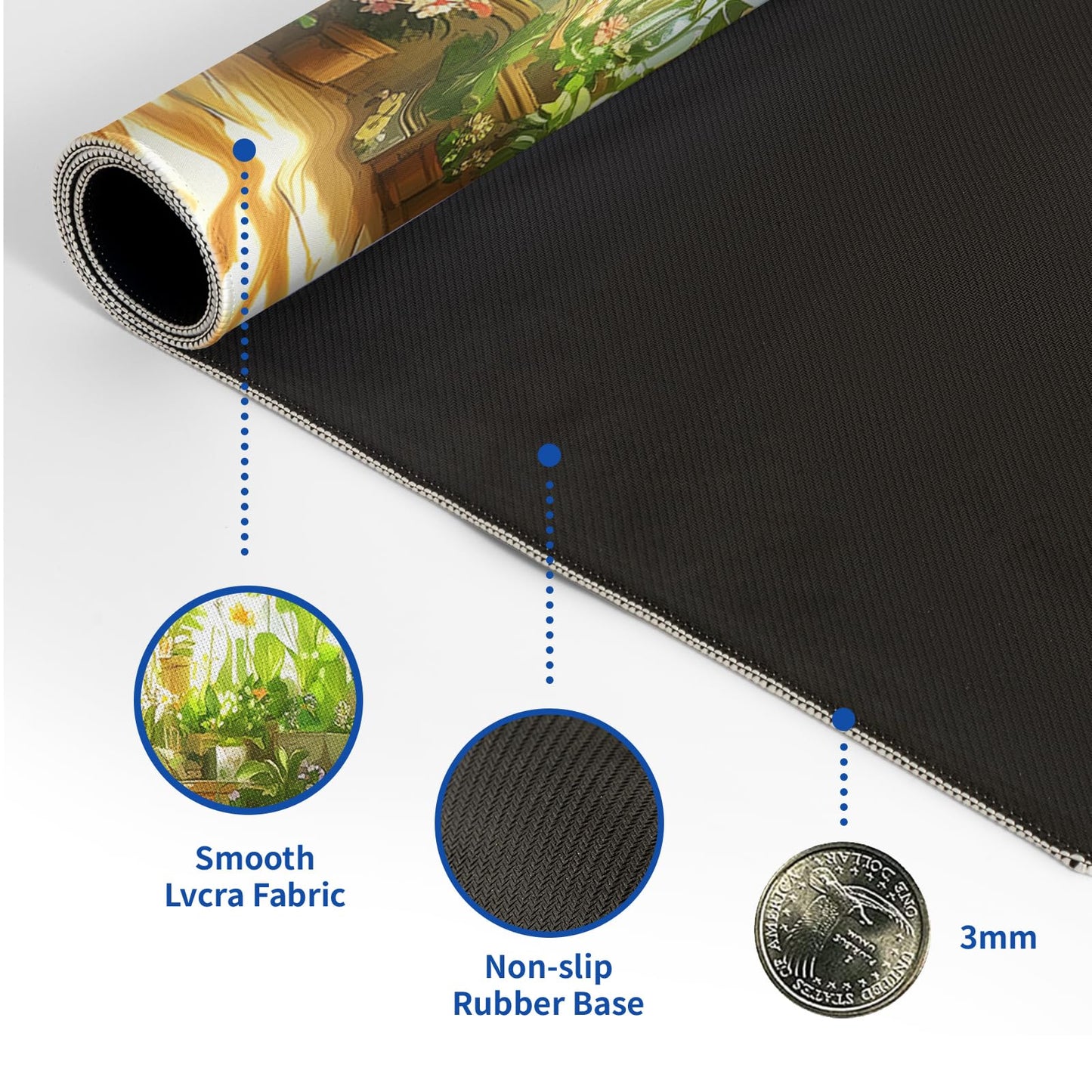 Cute Frogs Green Mouse Pad Abstract Green Mouse Pad 31.5x11.8 Inch Frog Texture Non-Slip Rubber