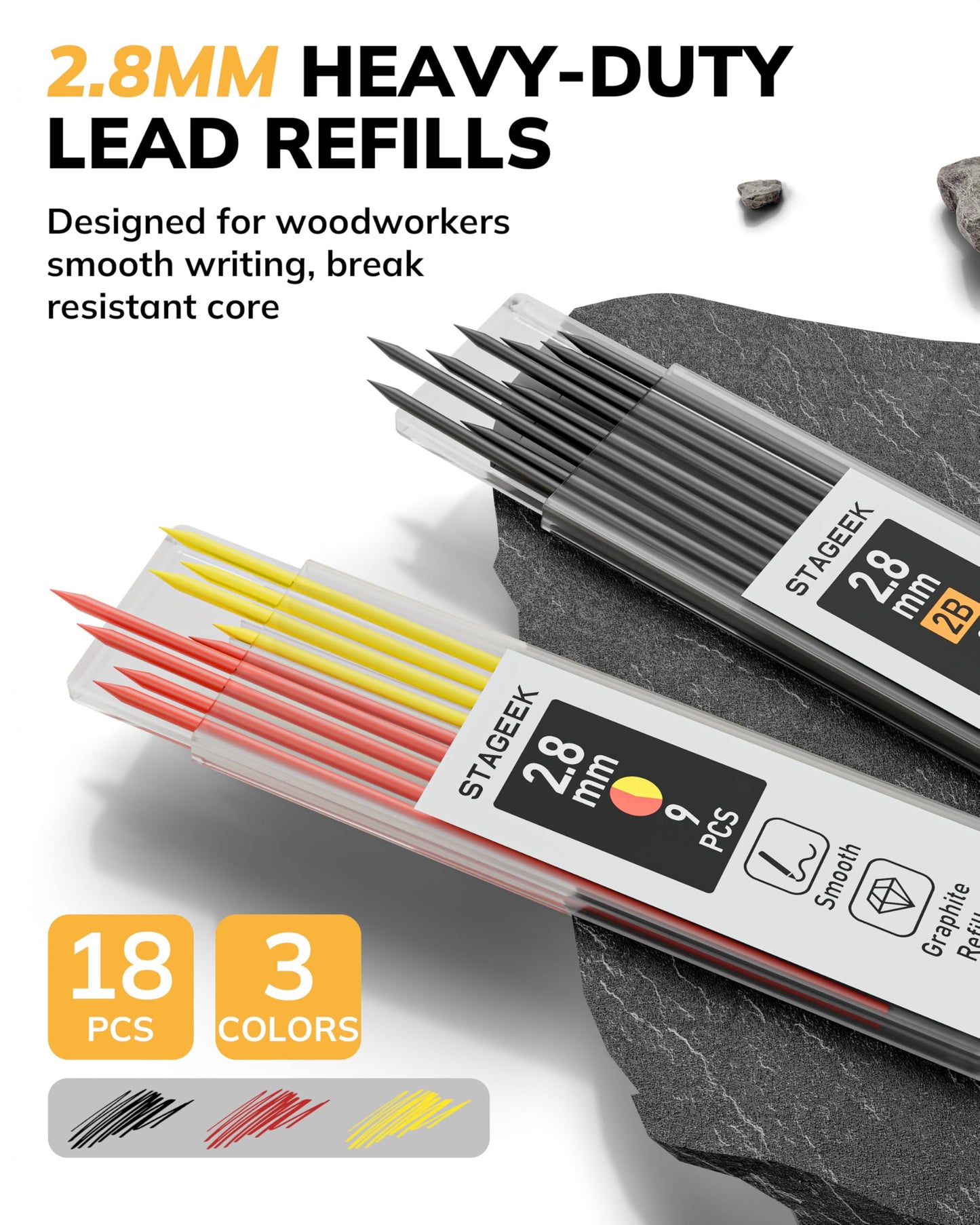 STAGEEK 2.8mm Mechanical Carpenter Pencils with Sharpener, Storage Case