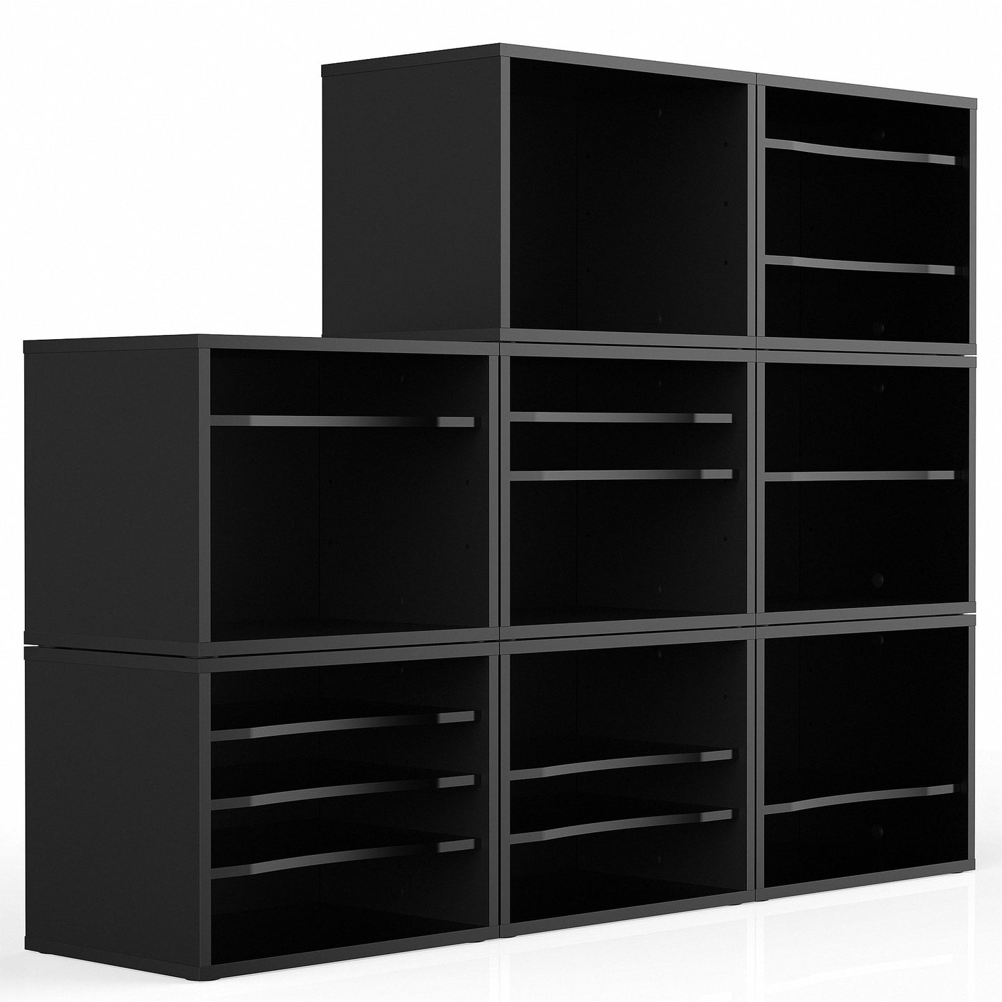 FITUEYES Wood Desk Paper Organizer for Home Office, Black