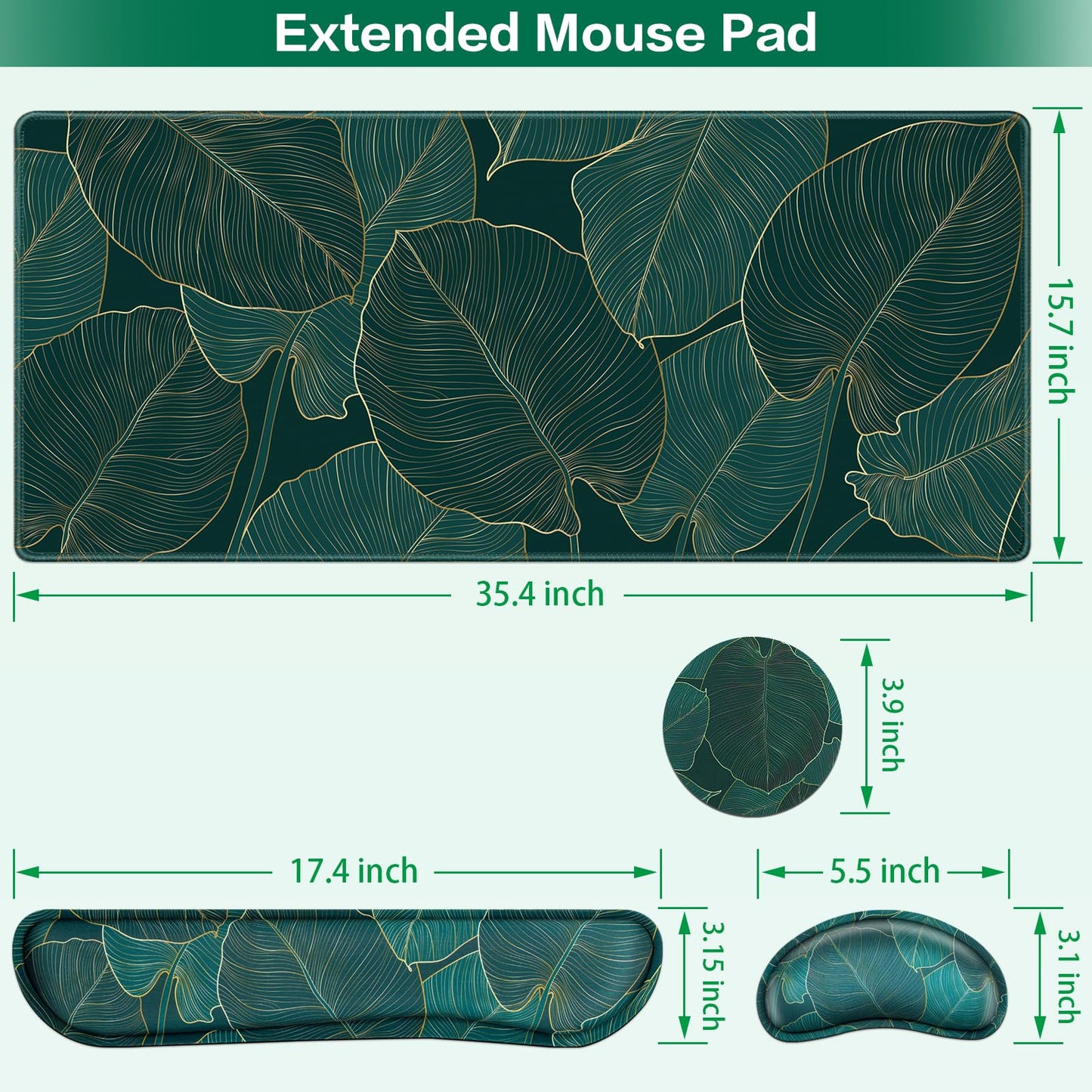 Desk Mat, Large Gaming Mouse Pad with Wrist Rest, 4 in1